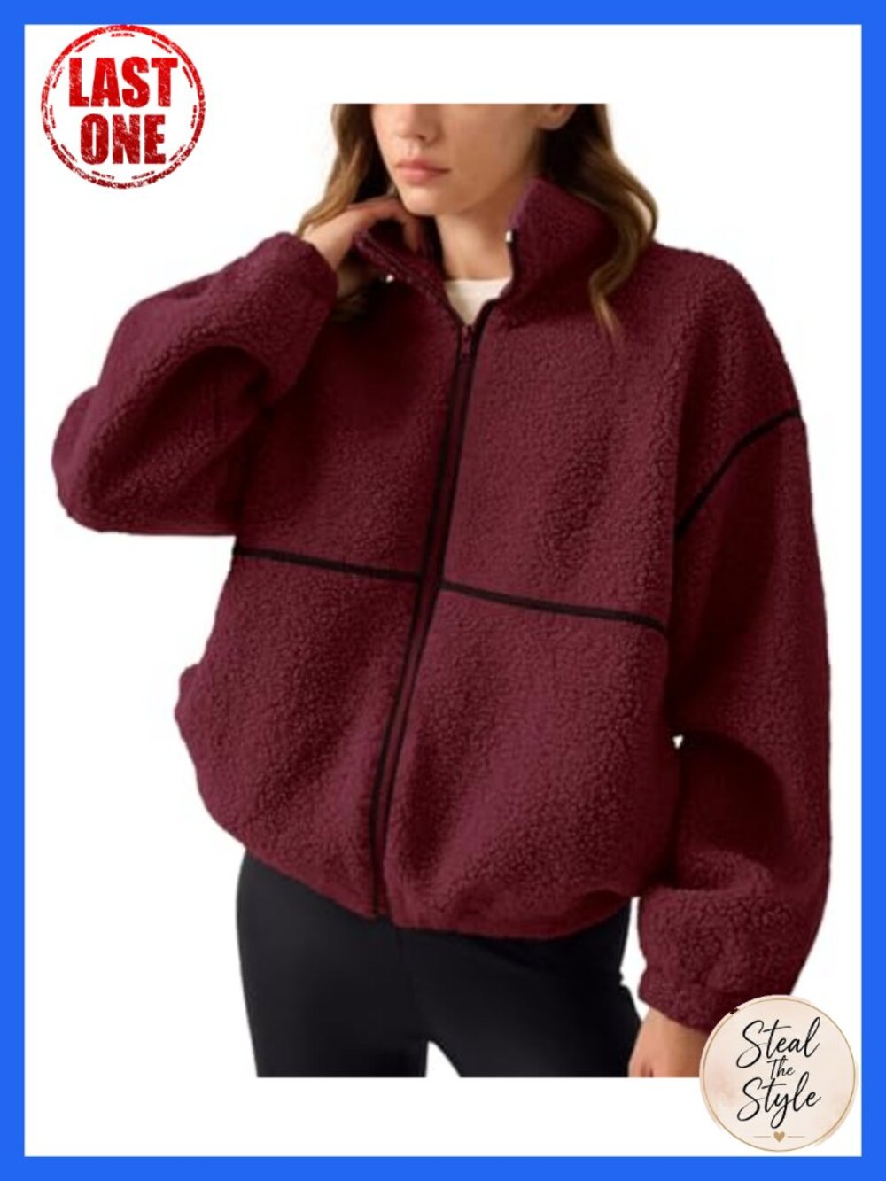 Womens Sherpa Fleece Jacket Zip Up Sweatshirt Winter Warm Sweater
